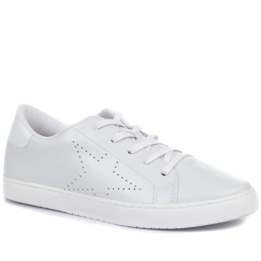 Women'S * | Bellissimo Leather Lace-Up Ladies Sneakers / 319 569 White