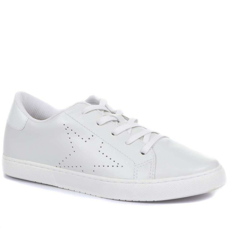 Women'S * | Bellissimo Leather Lace-Up Ladies Sneakers / 319 569 White