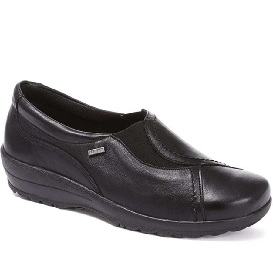 Women'S * | Pavers Wide Wide Fit Weatherproof Leather Slip-On Alpin28000 / 313 928 Black