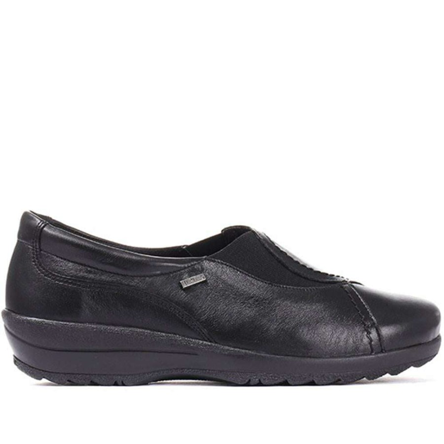 Women'S * | Pavers Wide Wide Fit Weatherproof Leather Slip-On Alpin28000 / 313 928 Black