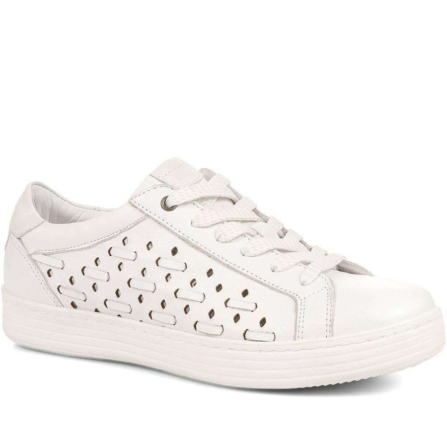 Women'S * | Bellissimo Sneakers Lace-Up Leather Trainers Beluluta35011 / 322 283 White