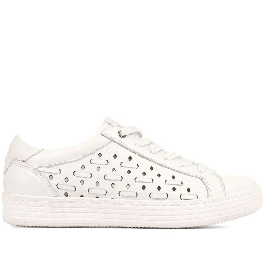 Women'S * | Bellissimo Sneakers Lace-Up Leather Trainers Beluluta35011 / 322 283 White