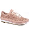 Women'S * | Pavers Wide Fit Leather Lace-Up Trainers Simin33001 / 320 597 Blush