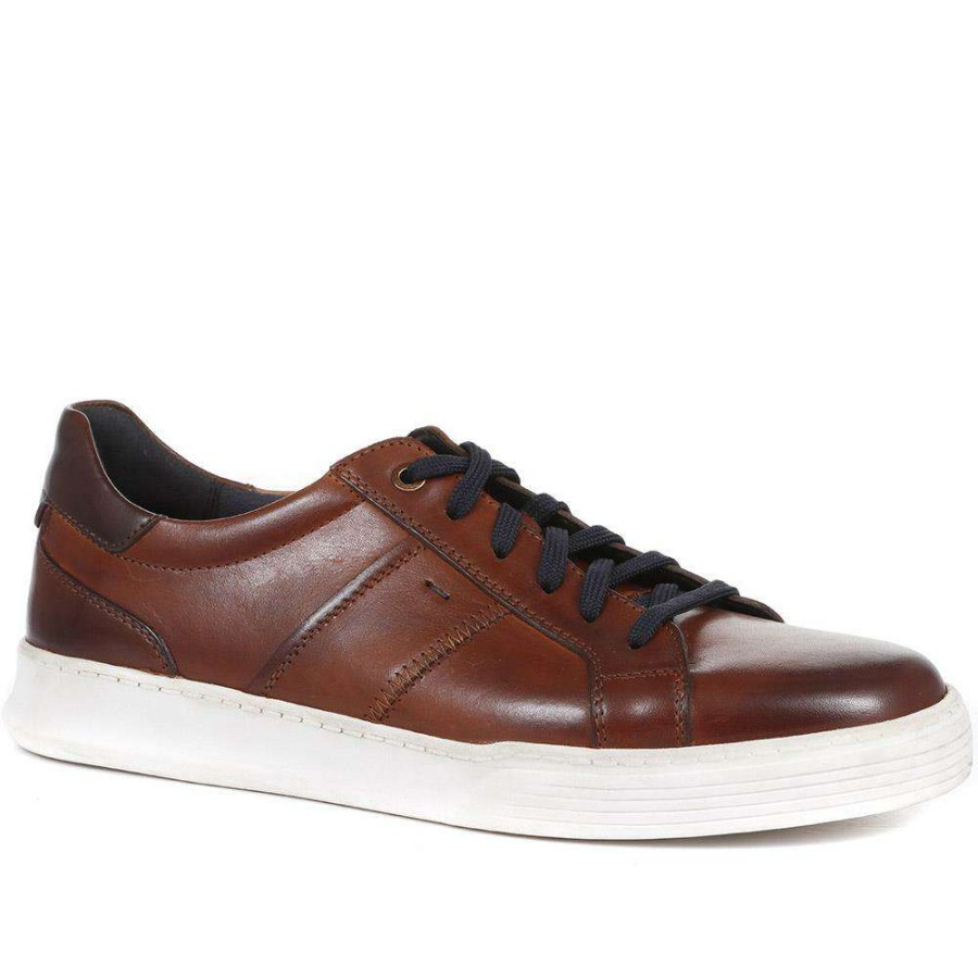 Women'S * | Pavers Wide Fit Leather Lace-Up Trainers Park35001 / 321 561