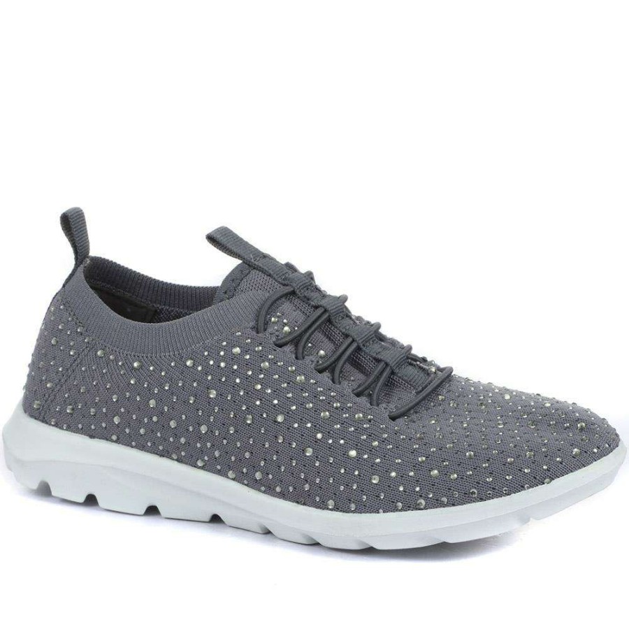 Women'S * | Pavers Ladies Grey Knit Sneakers Brk33015 / 319 480 / 319 480 Charcoal