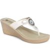 Women'S * | Pavers Sandals Sparkle Wedge Toe Post Inb29024 / 314 750 White