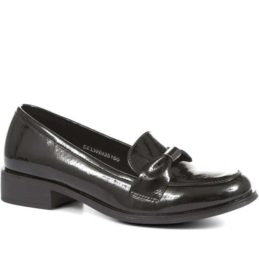 Women'S * | Bellissimo Smart Slip-On Heeled Loafers Belwbi35100 / 321 571 Shoes Black Patent