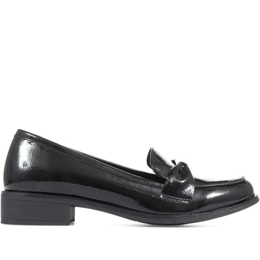 Women'S * | Bellissimo Smart Slip-On Heeled Loafers Belwbi35100 / 321 571 Shoes Black Patent