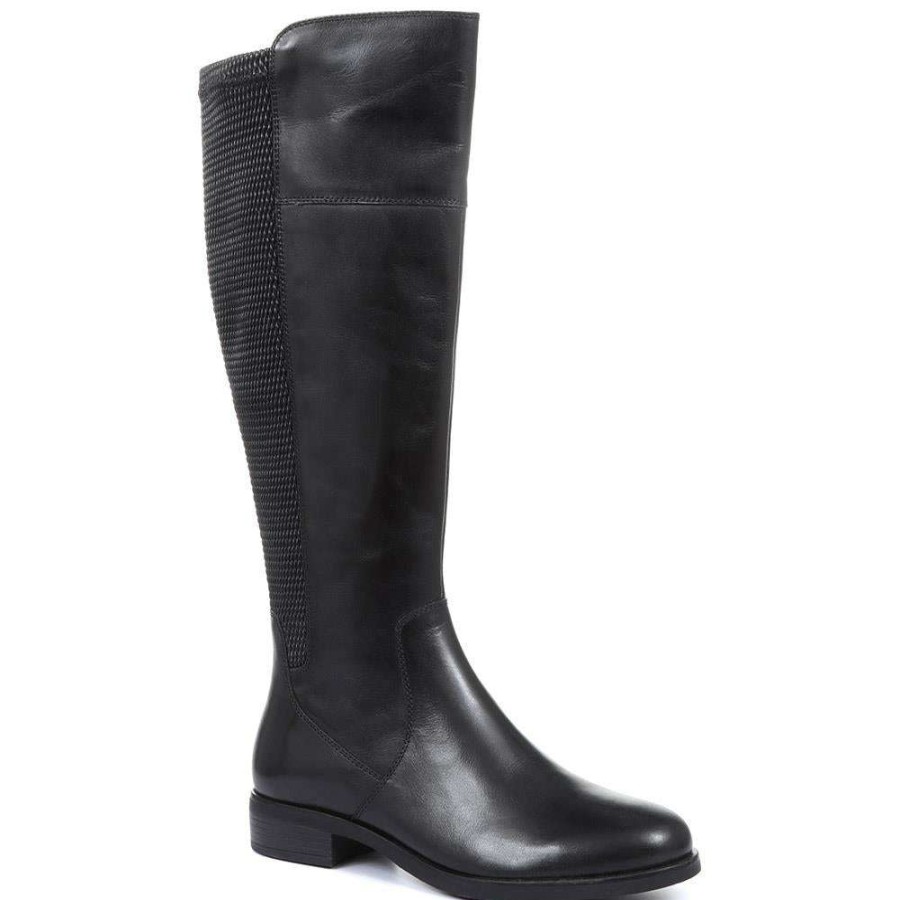 Women'S * | Pavers Ladies Stretch Fit Leather Knee High Boots Rnb32019 / 319 210 / 319 210 Black