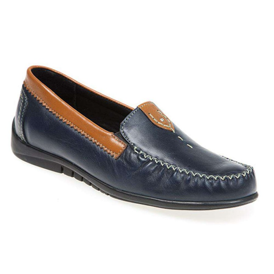 Women'S * | Pavers Leather Moccasin With Contrasting Trim Kemp1752 / 126 432 Navy