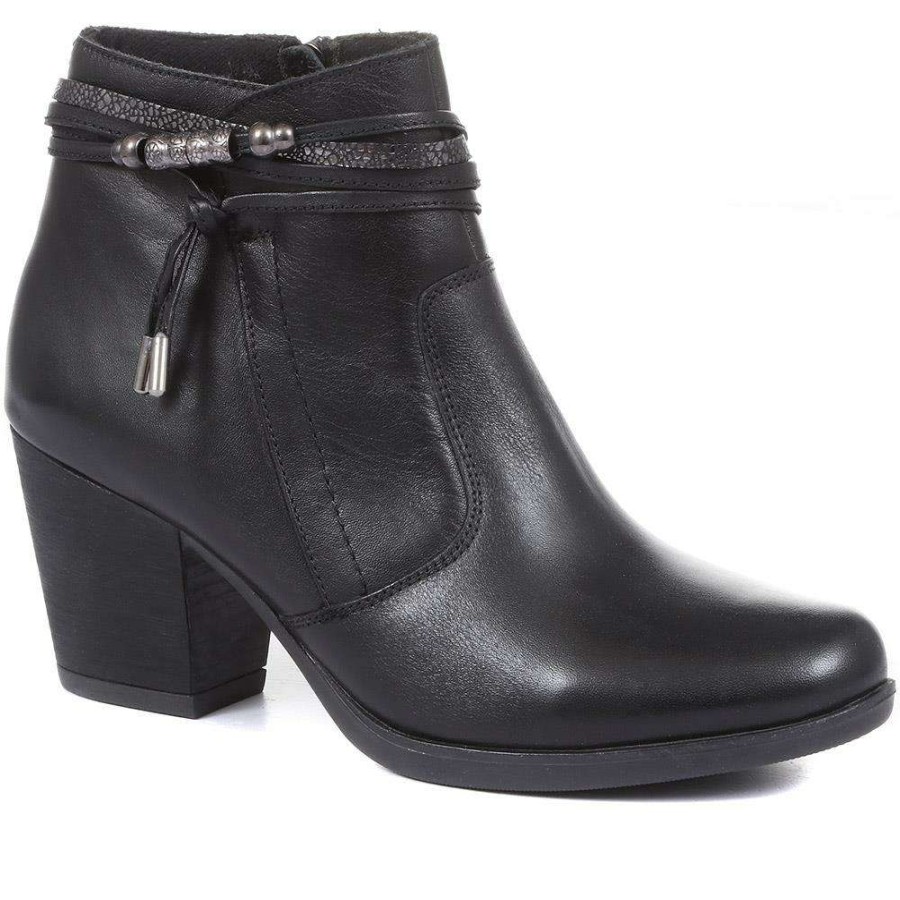 Women'S * | Pavers Leather Heeled Ankle Boot Ved34001 / 320 366 Black