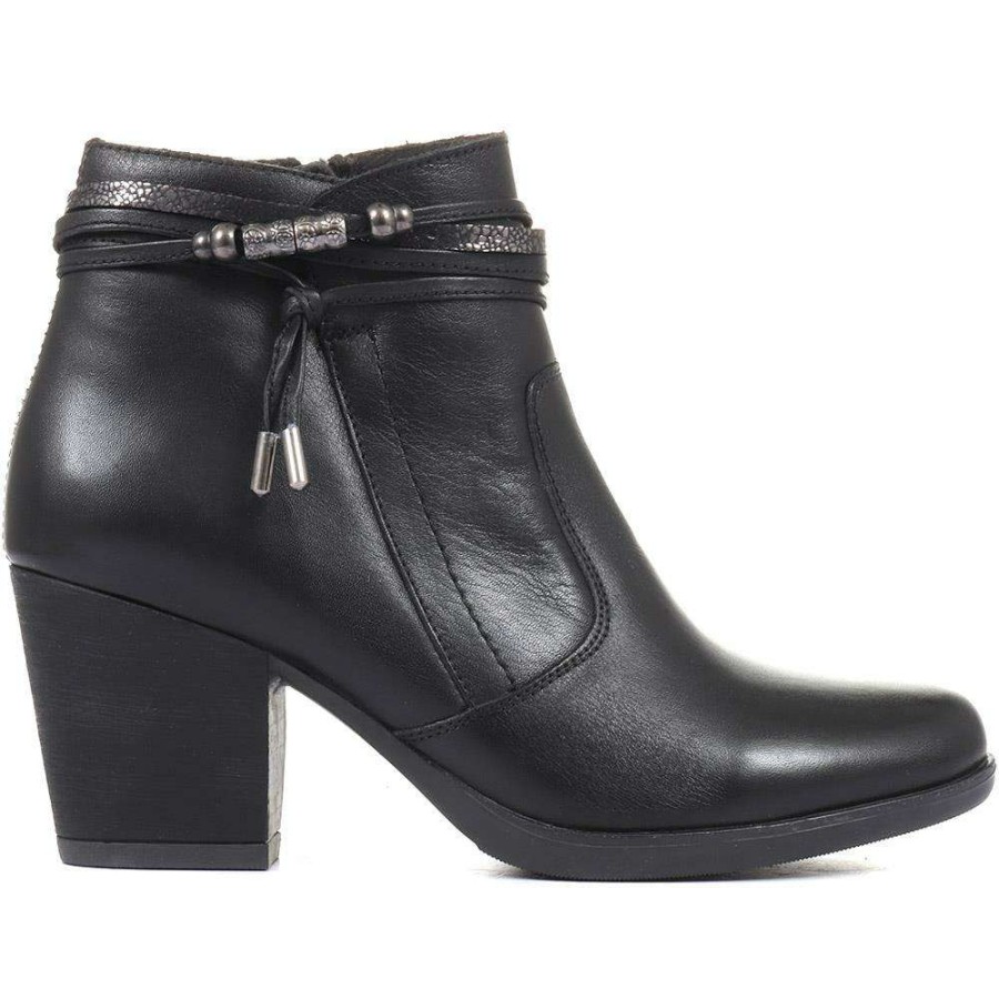 Women'S * | Pavers Leather Heeled Ankle Boot Ved34001 / 320 366 Black