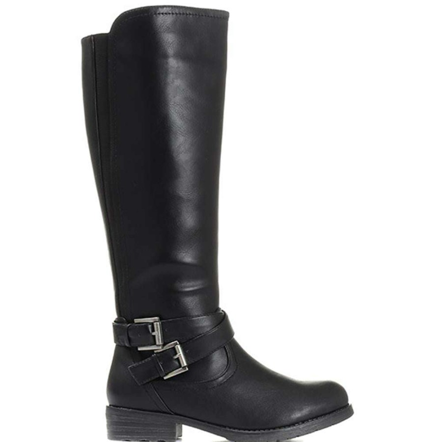 Women'S * | Pavers Casual Elasticated Knee High Boots Woil30040 / 316 691 Black