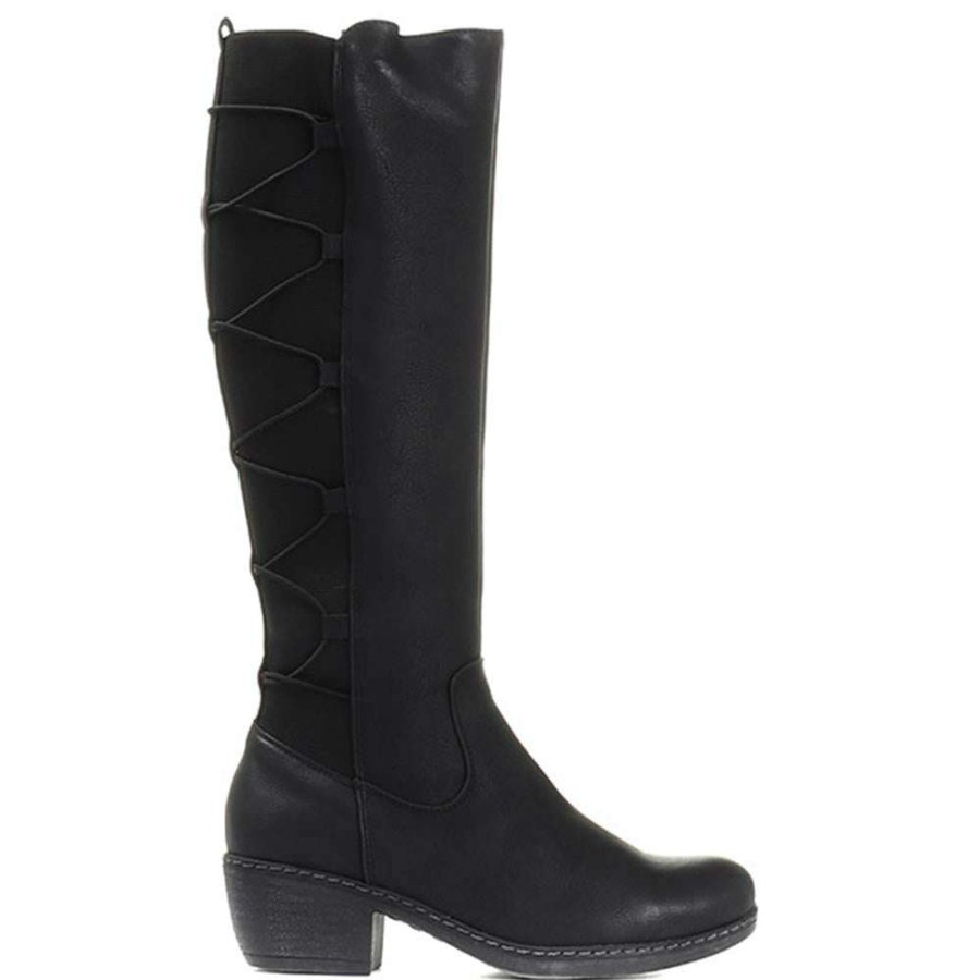 Women'S * | Pavers Boots Lightweight Bungee Elasticated Knee High Boot Woil30041 / 316 693 Black