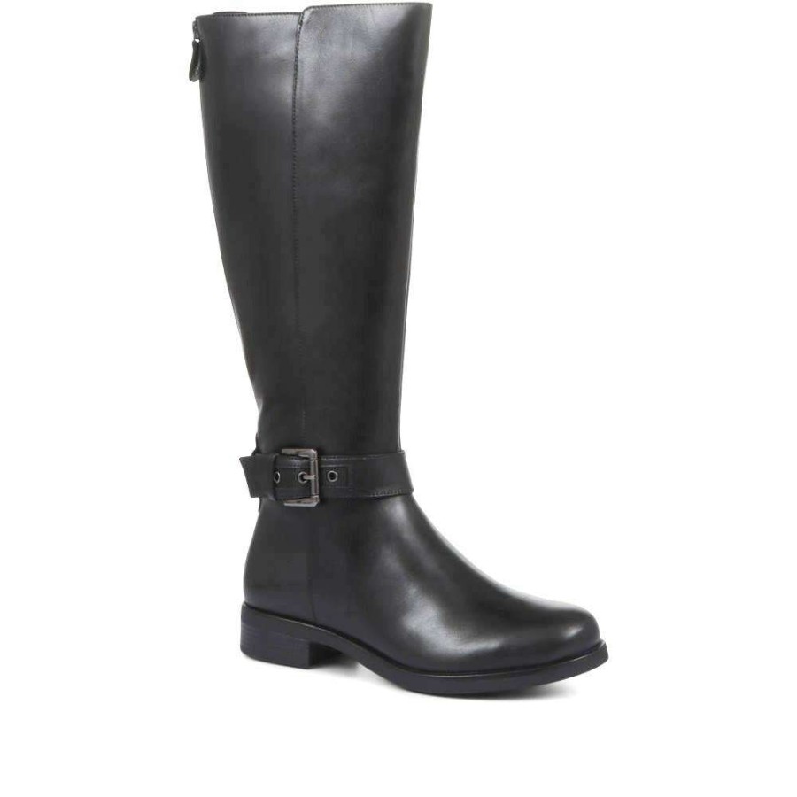 Women'S * | Pavers Leather Knee High Boots With Extra Wide Calf Rnb32017 / 319 209 Black