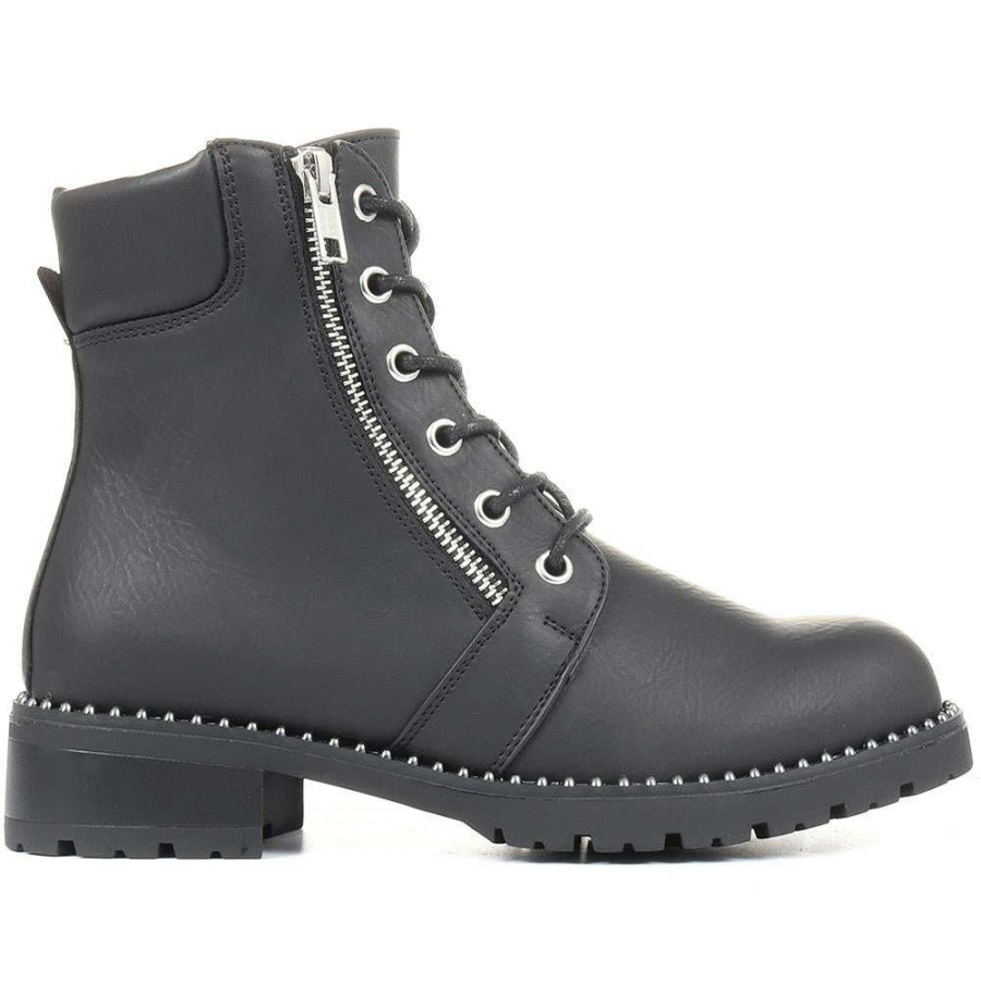 Women'S * | Bellissimo Lace Up Biker Boots Belroma34001 / 320 776 Black