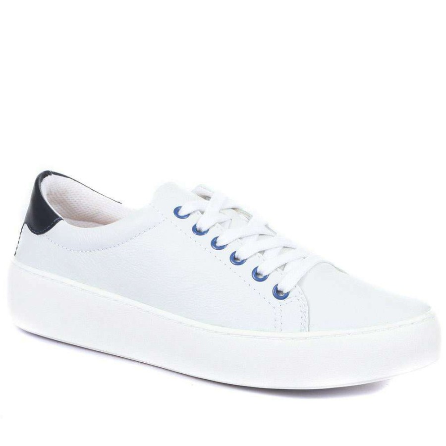 Women'S * | Bellissimo Women'S Lace-Up Leather Sneakers Belbot31027 / 318 361 / 318 361 White