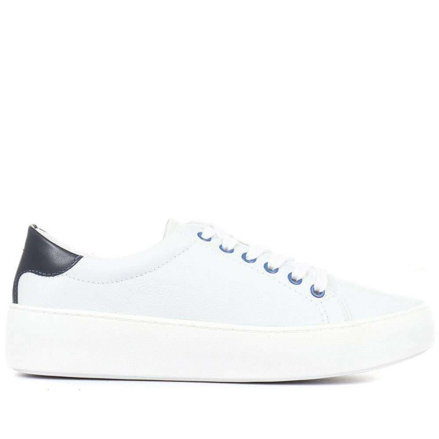 Women'S * | Bellissimo Women'S Lace-Up Leather Sneakers Belbot31027 / 318 361 / 318 361 White