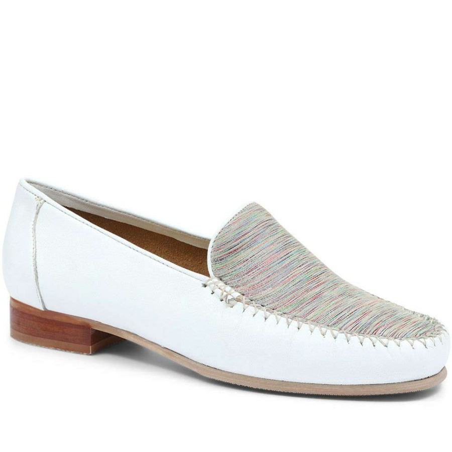 Women'S * | Pavers Shoes Leather Apron-Seam Loafer Nap31005 / 317 454 White Multi