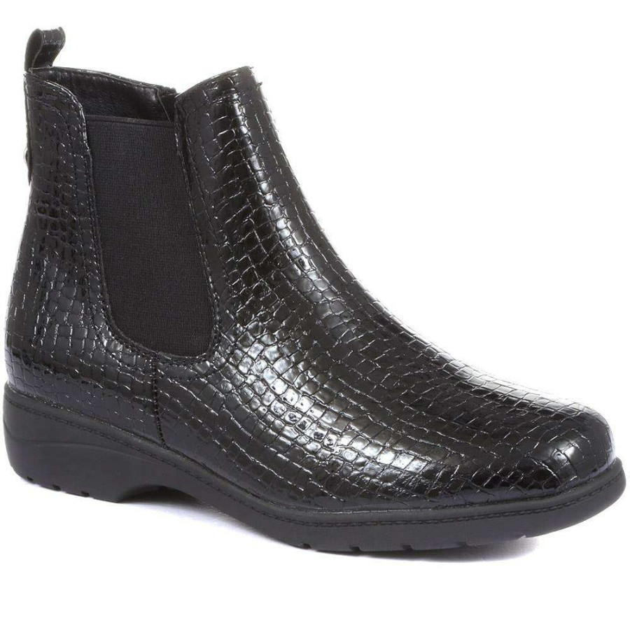 Women'S * | Pavers Patent Chelsea Boots Wbins34107 / 320 610 Black Patent Croc