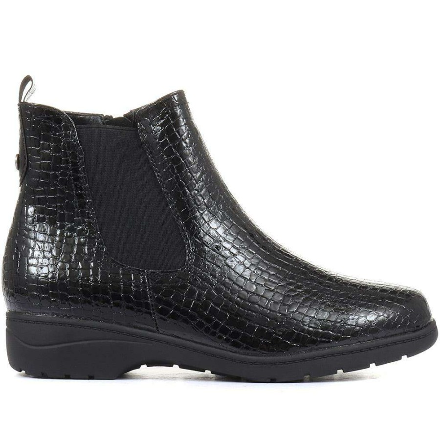 Women'S * | Pavers Patent Chelsea Boots Wbins34107 / 320 610 Black Patent Croc