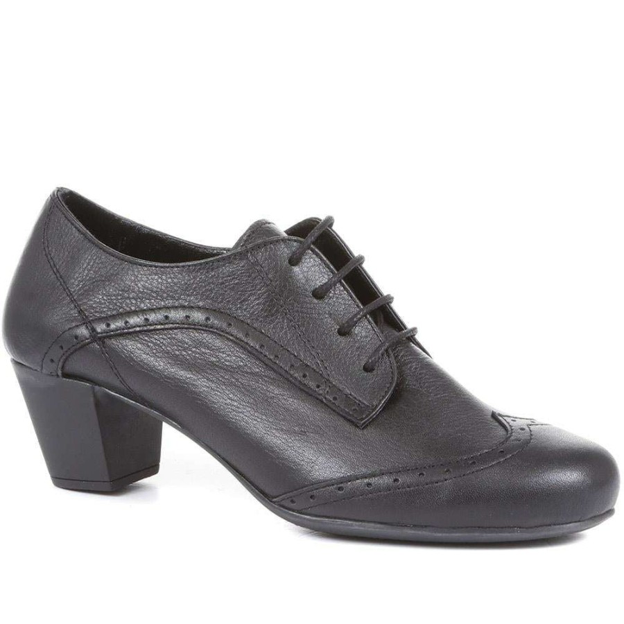 Women'S * | Pavers Comfortable Heeled Brogue Shoes Esfa34007 / 321 948 Black