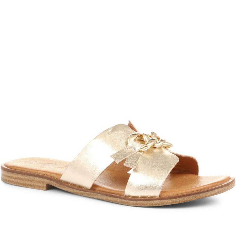 Women'S * | Kinloch Slip-On Leather Mule Sandals Metin35501 / 322 308 Gold