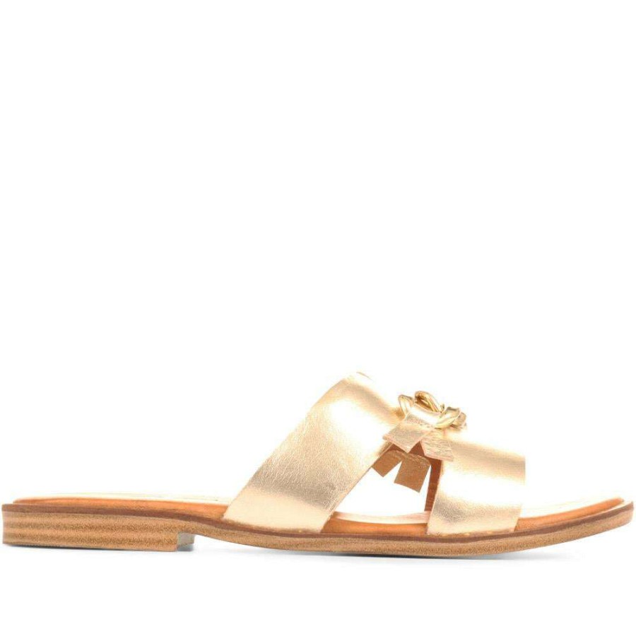 Women'S * | Kinloch Slip-On Leather Mule Sandals Metin35501 / 322 308 Gold