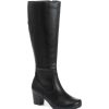 Women'S * | Pavers Wide Fit Heeled Knee High Boot Jansp30021 / 315 811 Black