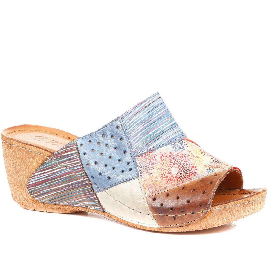 Women'S * | Pavers Ladies Abstract Wedge Mule Sandals Kary25016 / 309 954 / 309 954 Blue Multi