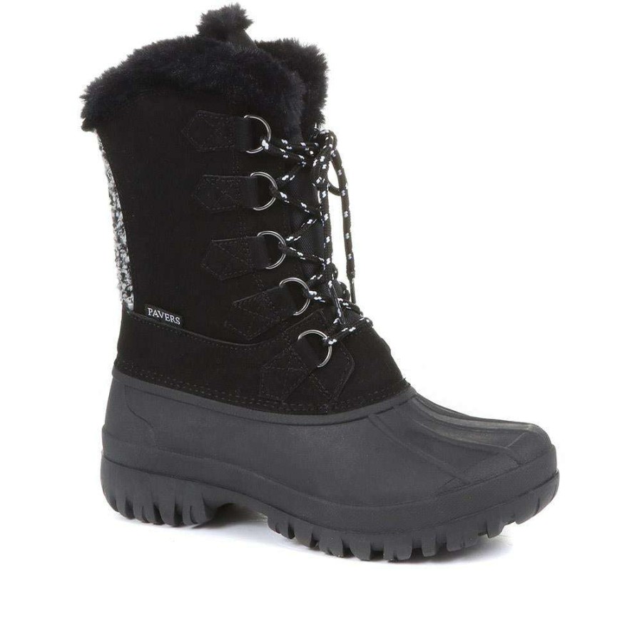 Women'S * | Pavers Lace Up Faux Fur Snow Boots Natu34001 / 320 913 / 320 913 Black