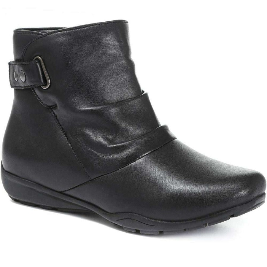 Women'S * | Pavers Touch Fastening Leather Ankle Boot Kem30001 / 316 785 Boots Black