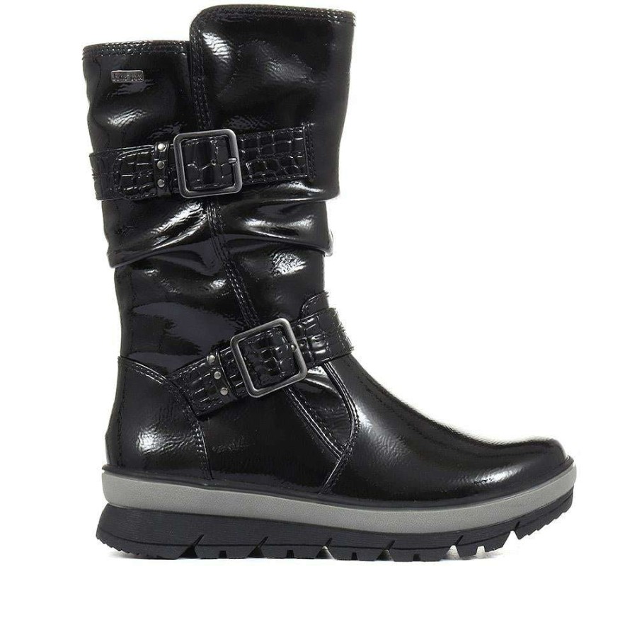 Women'S * | Pavers Ladies' Boots With Buckles Jansp34007 / 320 277 Black Patent