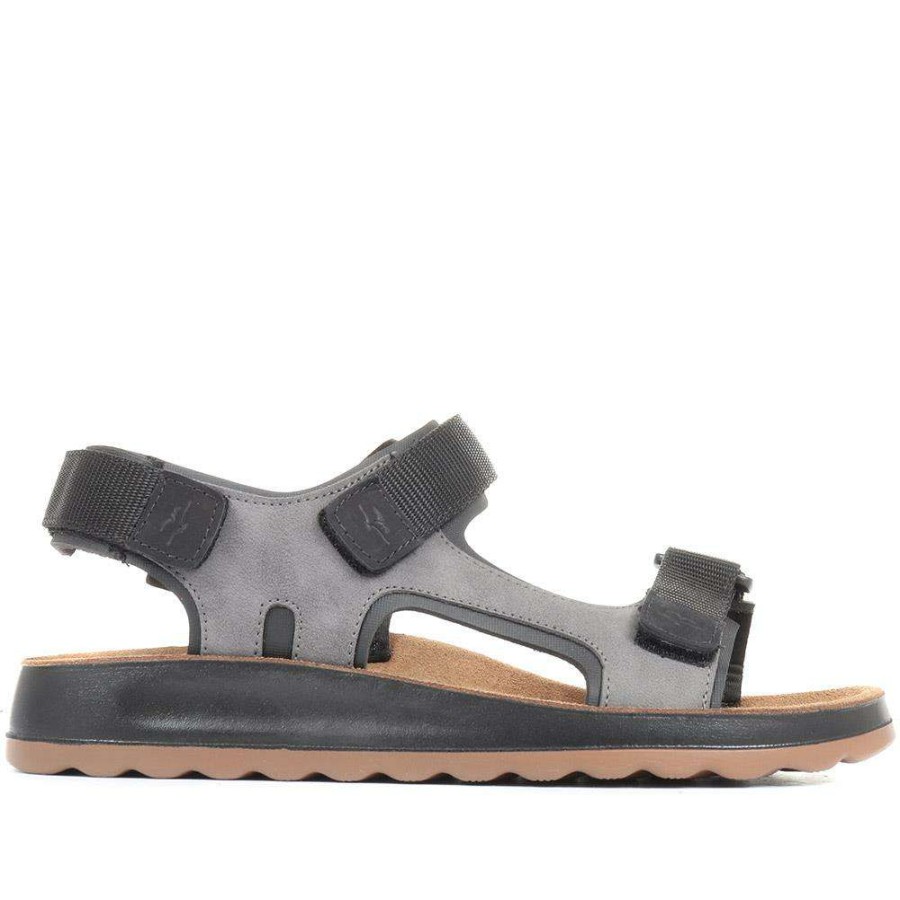 Men'S * | Fly Flot Fully Adjustable Leather Sandals Fly35059 / 321 231 Grey