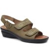 Women'S * | Pavers Ladies Red Dual-Strap Leather Sandal Poly31007 / 317 664 / 317 664 Sandals Olive