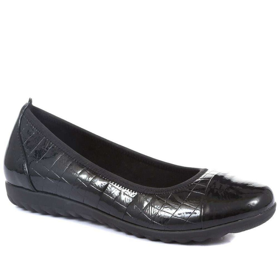 Women'S * | Pavers Shoes Moc Croc Ballet Pump Wbins34125 / 320 400 Black Patent Croc