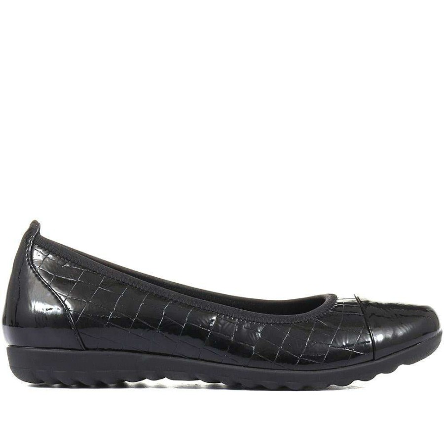 Women'S * | Pavers Shoes Moc Croc Ballet Pump Wbins34125 / 320 400 Black Patent Croc