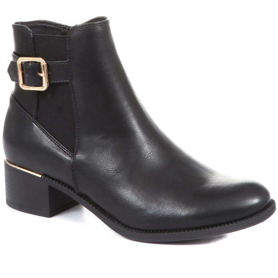 Women'S * | Pavers Women'S Gold Buckle Heeled Ankle Boots Woil34017 / 320 403 / 320 403