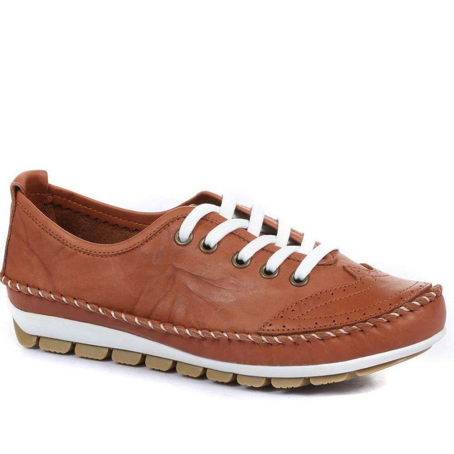 Women'S * | Pavers Wide Fit Leather Lace-Up Sneakers / 317 969