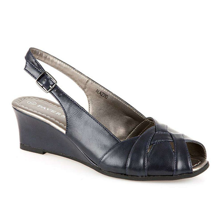 Women'S * | Pavers Wedge Slingback Shoe Ala2310 / 307 429 Navy