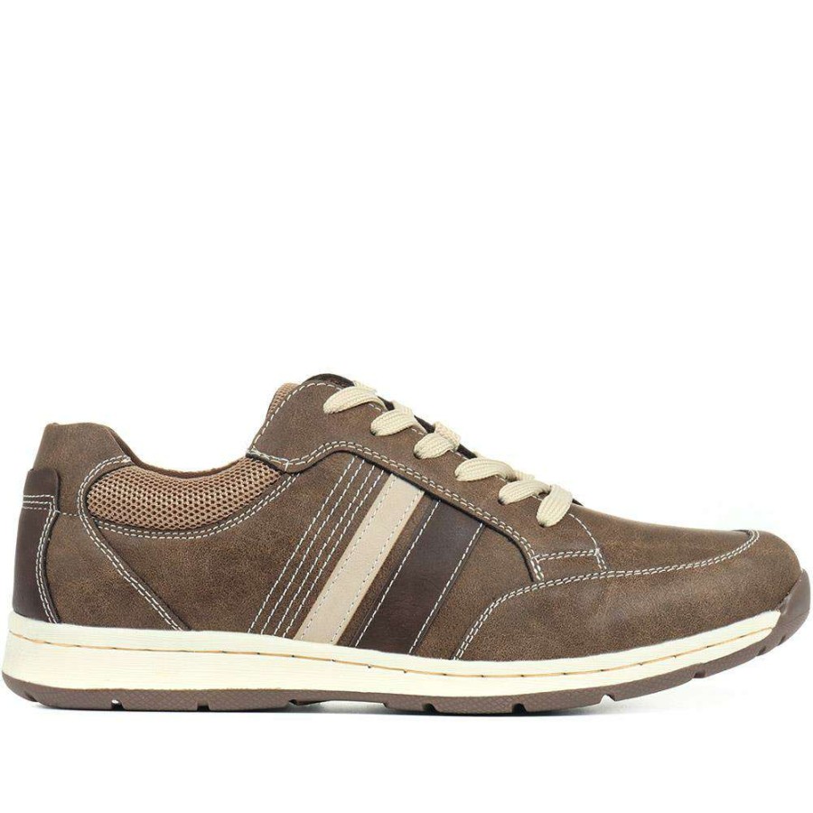 Men'S * | Pavers Wide Fit Lace-Up Trainers Wbins31001 / 317 183 Brown