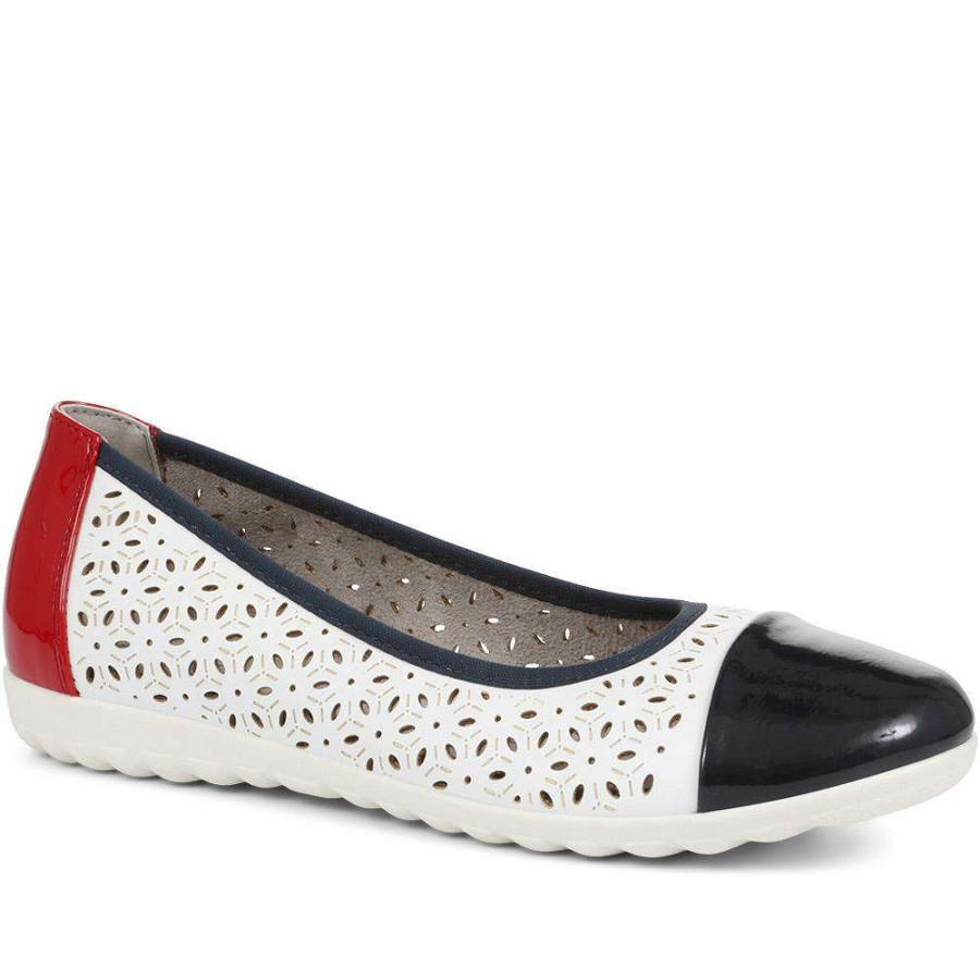 Women'S * | Pavers Shoes Flat Ballerina Pumps Wbins35096 / 321 638 Navy-Red-White