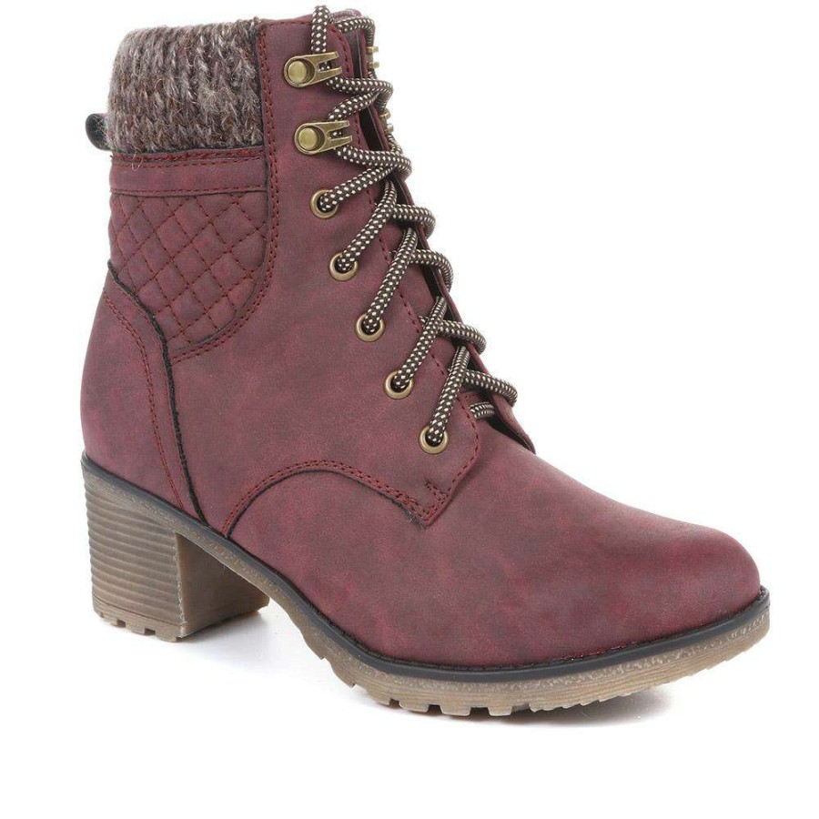 Women'S * | Pavers Lace Up Grey Ankle Boots Wbins34111 / 320 459 / 320 459 Burgundy