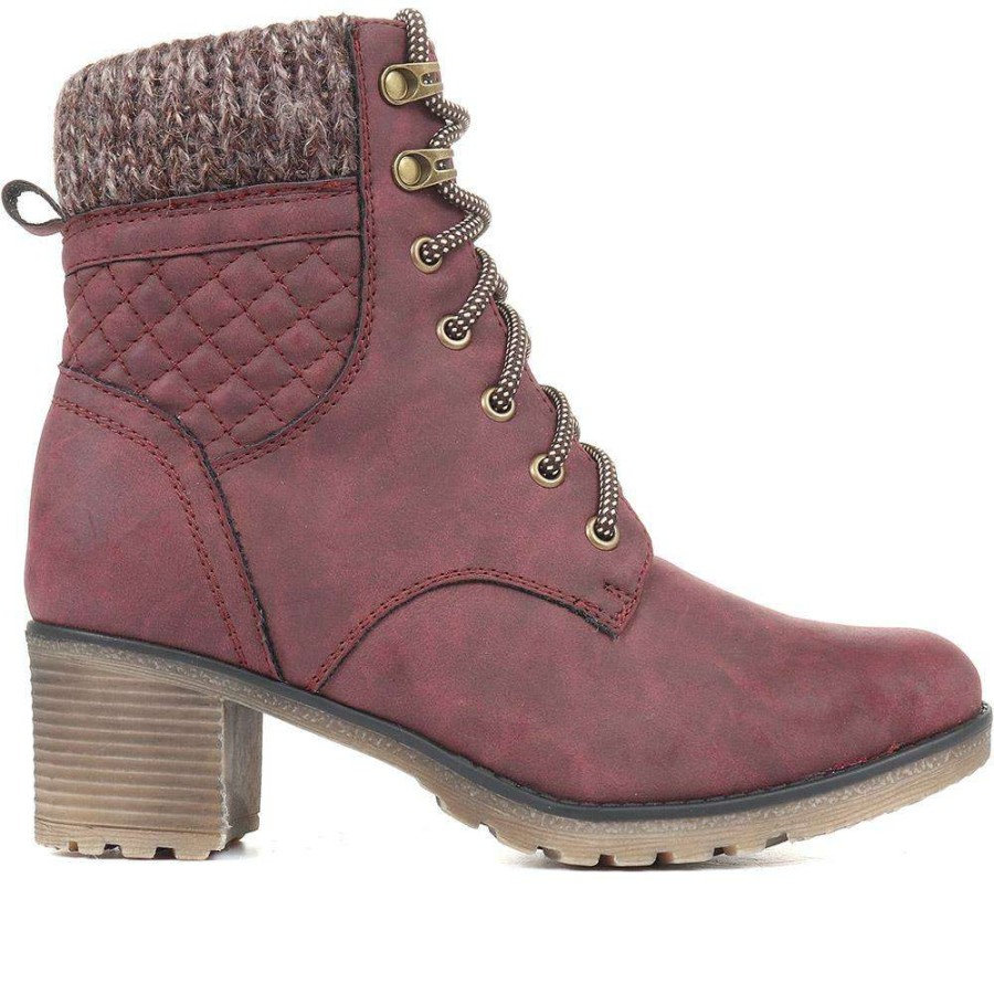 Women'S * | Pavers Lace Up Grey Ankle Boots Wbins34111 / 320 459 / 320 459 Burgundy