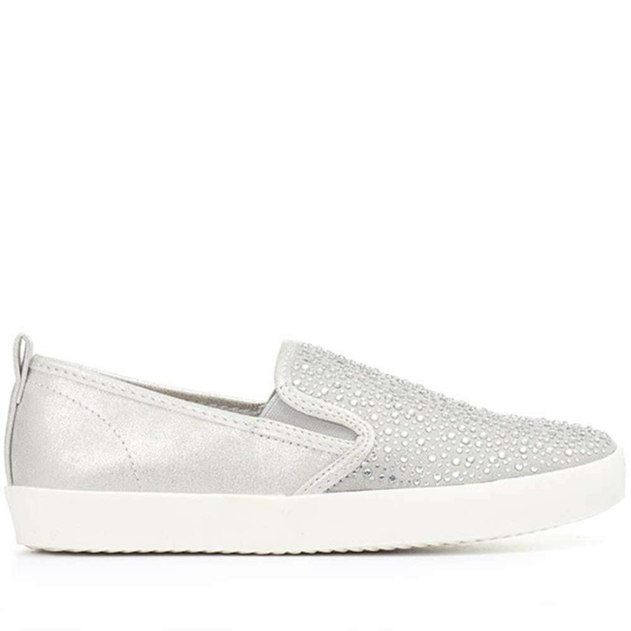 Women'S * | Pavers Ladies Casual Slip-On Sneakers Ranch31001 / 317 733 / 317 733 Silver