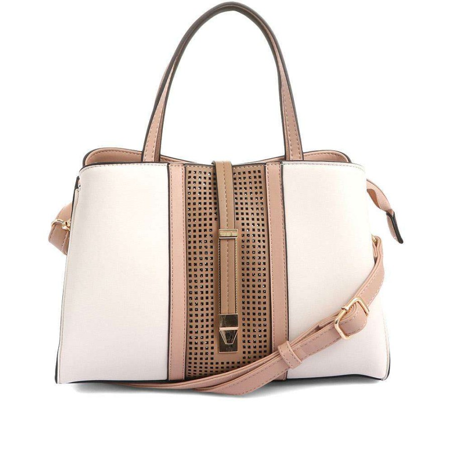 Accessories * | Bellissimo Ladies Panelled Handbag Belhetia33007 / 320 071 Cream