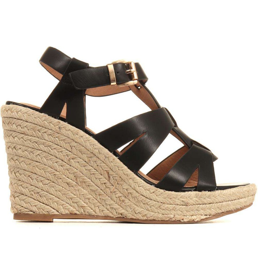 Women'S * | Bellissimo Espadrille Wedge Sandals Beltre35001 / 321 890 Black