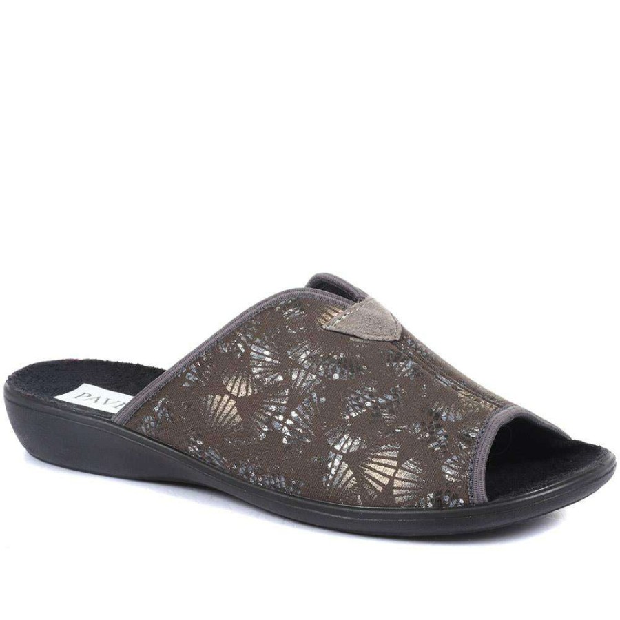 Women'S * | Pavers Ladies Brown Patterned Mule Slippers Ada34001 / 320 337 / 320 337 Wide Fit