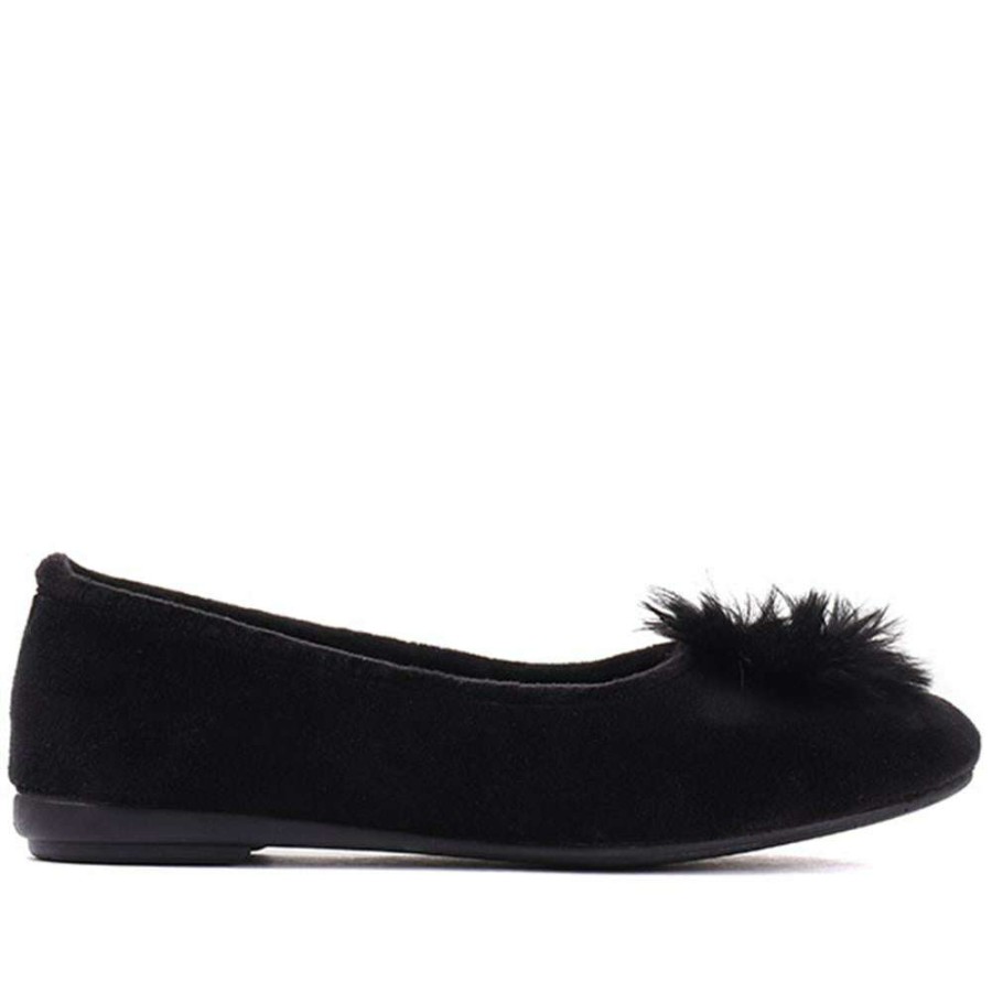 Women'S * | Pavers Full Slipper With Pom Pom Relax30013 / 316 398 Black