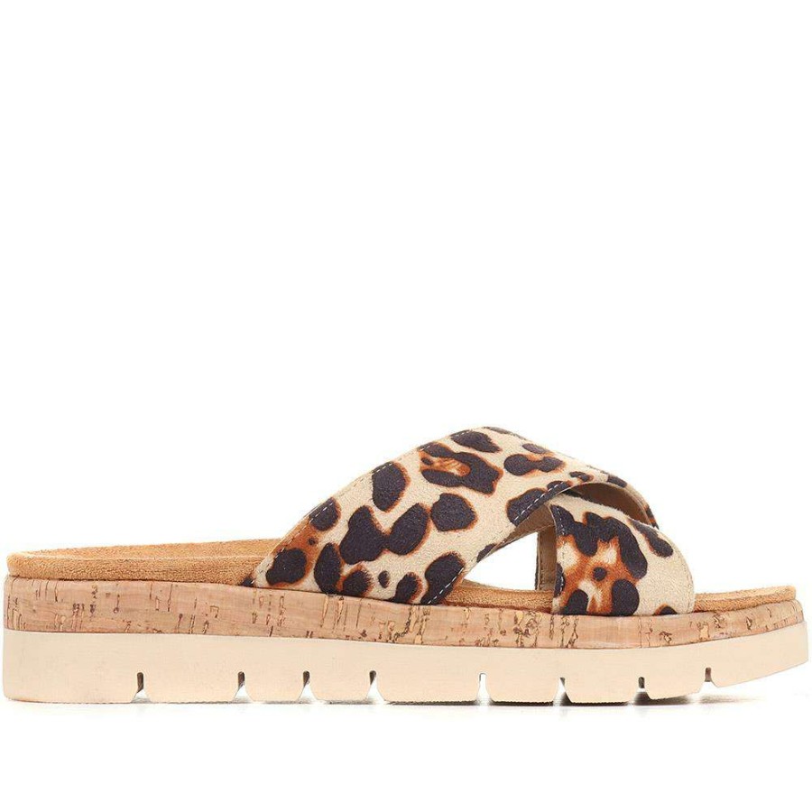 Women'S * | Bellissimo Sandals Leopard Print Platform Sliders Belbaizh35033 / 321 463 Beige